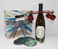 Decorative resin wine glass w/ charm and bottle holder, stopper & coaster set 202//170